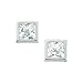 14K White Gold 4 MM Square Shaped Cubic Zirconia Children's Earring Studs