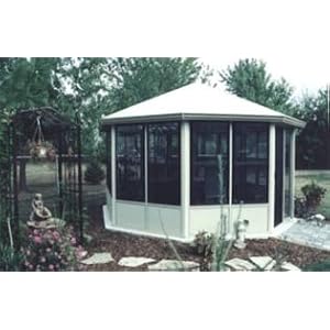 Gazalum 12 x 18 Single Door Screen Window Gazebo-Brown by