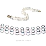 Double Strand 7-7.5 Inches 6-6.5mm White Freshwater Cultured Pearl Bracelet