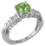 18KW Peridot & Diamond Ring