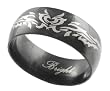 Stainless Steel Tribal Heart Design Polished Black Band