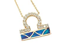 14K Australian Opal & Diamond "Libra" Necklace