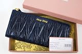[ミュウミュウ] miumiu ギャザードレザーL字ファスナー長財布