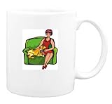 Mug with human, body, individuals, individual, domestic, persons, spaniel, dogs, young, brush, american, humans, hair, girl, people, woman, animal, cocker, person, dog