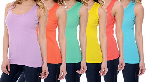 Grip Collection 6 Pieces Assorted Color Girl's Tank Tops (Medium 10/12, Option 2)