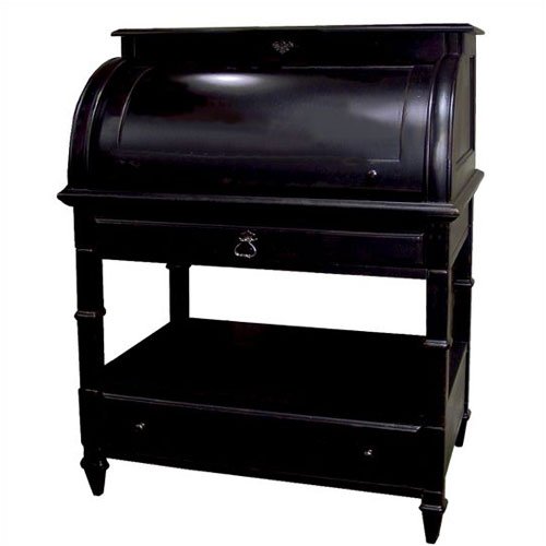 Riverside Furniture 1290B A Splash of Color 34" W Roll Top Desk in Antique Black