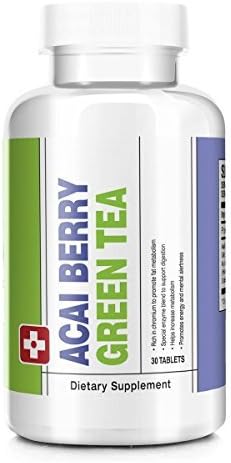 Rated Vitamins Acai Berry with Green Tea Premium Diet and Weight Loss Supplement Pills - 1200mg 30 Tablets by Rated Vitamins