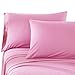 Honeymoon 1800 Brushed Microfiber Embroidered Bed Sheet Set, Ultra Soft, Queen - Pink