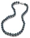8.0-8.5mm Japanese Akoya Black Pearl Necklace - AA+ Quality