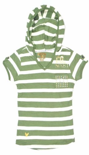  Company 81 "Olive Green & Beige Stripped Hooded" Big Girls Shirt