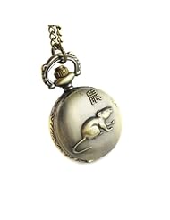 Youyoupifa Wholesale 5pcs/lot Bronze Chinese Zodiac Mouse Pattern Case Quartz Pocket Watch