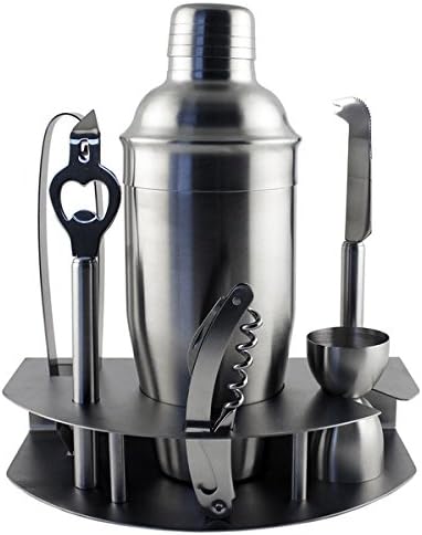 Satin Silvertone 7-piece Sleek and Modern Barware Set Made of Stainless Steel