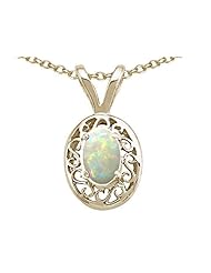 Tommaso Design (tm) Oval 5x3mm Genuine Opal Pendant