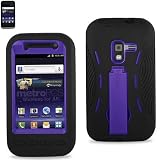 Metro Pcs Samsung Galaxy Attain (R920) Purple/Black Premium Heavy Duty Hybrid Case (Outer Silicone + Durable Thick Inner Hard Protector Shell Case W/Kickstand)