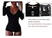 Moxeay V-Neck One Piece Bodysuit Long Sleeve Bodycon Rompers X-Large Black
