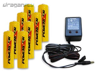 4143tRkY8HL Battery + Charger Combo for RC Transmitters   8AA 1000mAh NiCD with TX Wall Charger