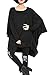 ELLAZHU Women Casual Asymmetric Bat Wings Solid Sweatshirt Onesize GY690 Black