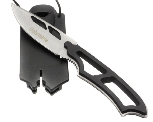 Columbia Tactical Tanto Neck Knife avec étui Kydex avec sifflet Couteau de poche de couteau dans le noir - léger et portable!