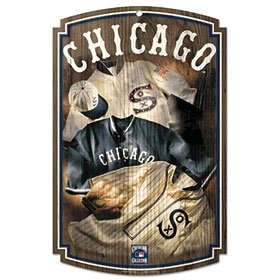 Chicago White Sox Wood Sign W/ Throwback Jersey