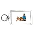 Keychain with man, sheepherder, human, body, foot, individuals, individual, domestic, persons, dogs, herder, shepherd, humans, people, sheepman, person, dog