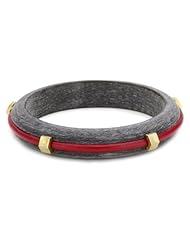 ZEFFIRA Bullo Grey Horn and Colored Leather Bangle Bracelet