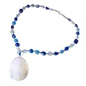 Shell Pendant Necklace with Ink Blue Baked Glass Beads [Clearance]