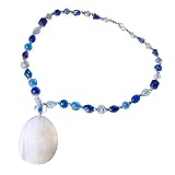 Shell Pendant Necklace with Ink Blue Baked Glass Beads [Clearance]