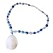 Shell Pendant Necklace with Ink Blue Baked Glass Beads [Clearance]