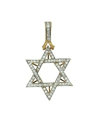 14K Yellow Gold Star of David 1.15 Ct Diamond Pendant 3.84 Grams