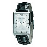 Emporio Armani Mens Black leather Strap Watch by Emporio Armani