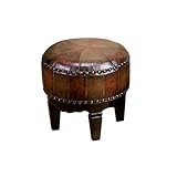 Classy Wood Leatherette Round Footstool