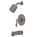Kingston Brass KB6698CFL Century Tub and Shower Faucet with 6-1/4-Inch Diameter Escutcheon, Satin Ni