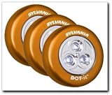 Sylvania Dot-It Self-Adhesive Bright White LED Light, Orange, 3-PACK
