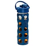 Lifefactory Navy Flip Top Glass Bottle