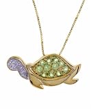 Harmony Collection 10K Recycled Yellow Gold Peridot and Diamond Turtle Pendant