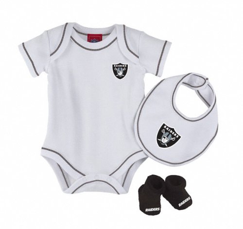 Oakland Raiders Newborn 3-Piece Team Bodysuit, Booties and Bib Set