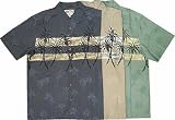 Palm Chest Band Men's Hawaiian Aloha Silk Shirt