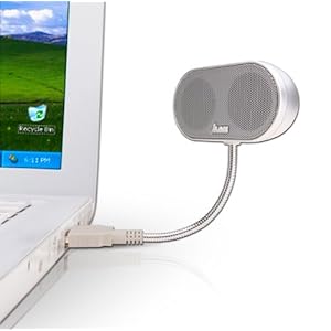 JLab USB Laptop Speakers - Portable Compact Travel Notebook Speaker for PC and Mac - B-Flex Hi-Fi Stereo USB Laptop Speaker - Titanium Silver