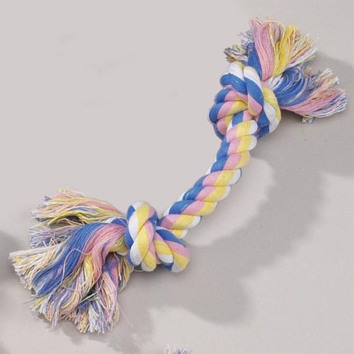 Zanies Pastel Knotted Rope Bone Dog Pull Tug Toy 14″