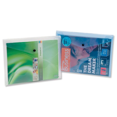 Sseco Recyclable And Biodegradable Popper Wallet CLEAR A4. Pack 5