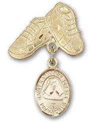 14kt Gold Baby Badge with St. Katherine Drexel Charm and Baby Boots Pin