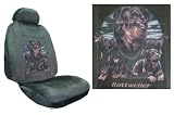 Car Truck SUV Rottweiler Collection on Lawn Dog Print Seat Covers 2 Charcoal Grey Universal Low Back with Head Rest Covers Vehicle Bucket Seatcover