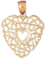 Dazzlers Solid 14k Gold Heart Charm Pendant Available in three colors from jewelsberry (weights: 1.3 grams only)