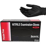 Black Nitrile Powder Free Medical Grade Exam and Tattoo Gloves, 90 Gloves/Box Size X-Large (90, X-Large)