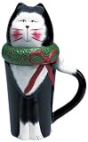 Sakura Xmas Cats Black and White Cat Covered Latte Mug