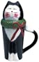 Sakura Xmas Cats Black and White Cat Covered Latte Mug