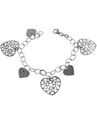Sterling Silver Cutout Hearts Charm Bracelet (7.5 inch)