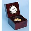 Piano Finished Mahogany Desk Clock with Magnetic Compass ~ Stanley London