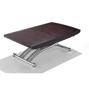 Table basse LIFT WOOD relevable extensible en table repas 10 couverts.