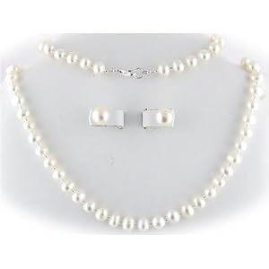 Freshwater Pearl Necklace Earrings Bracelet neb1238